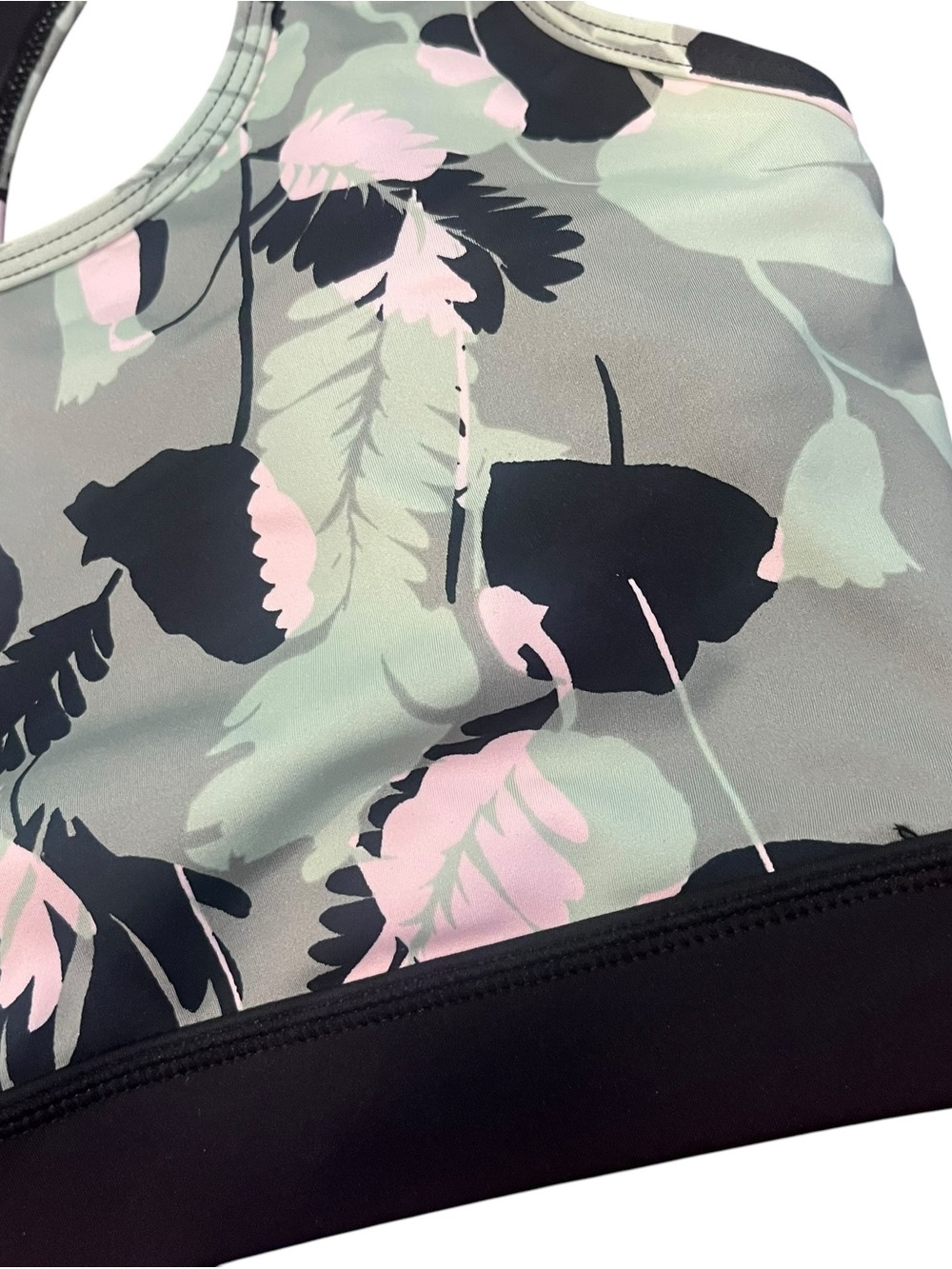 Lularoe Rise Invincible Sports Bra Green Floral Wireless Racerback Women Large - Picture 2 of 6